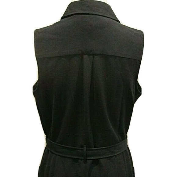 SHARANGANO Navy Blue Collared Tie Waist Dress - Picture 5 of 7